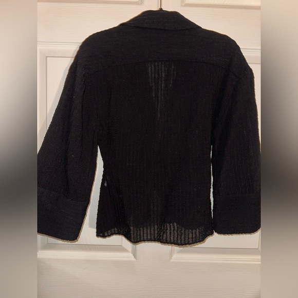 Zara women’s black low cut cropped blouse XS summer contemporary semi sheer - Picture 10 of 11